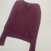 Maroon Chaps Cable Knit Sweater Women's Medium