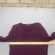 Maroon Chaps Cable Knit Sweater Women's Medium