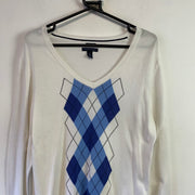 White and Blue Tommy Hilfiger Jumper Women's XL