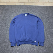 Vintage 90s Navy Russell Athletic Blank Sweatshirt Men's Medium