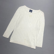 White Polo Jeans Cable Knit Sweater Women's Large