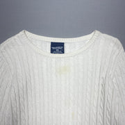 White Polo Jeans Cable Knit Sweater Women's Large