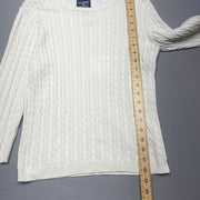 White Polo Jeans Cable Knit Sweater Women's Large