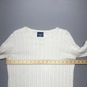 White Polo Jeans Cable Knit Sweater Women's Large