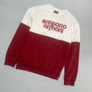 Red and White Emporio Armani Sweatshirt Men's Small