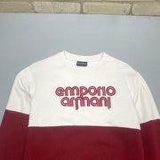 Red and White Emporio Armani Sweatshirt Men's Small