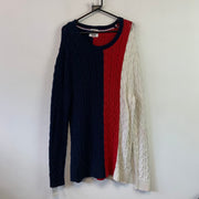 Navy Red White Tommy Hilfiger Cable Knit Sweater Women's XL