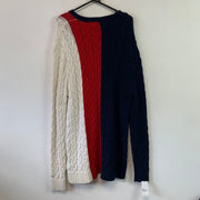 Navy Red White Tommy Hilfiger Cable Knit Sweater Women's XL