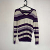 Purple White Tommy Hilfiger V-Neck Knit Jumper Womens Small