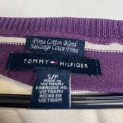 Purple White Tommy Hilfiger V-Neck Knit Jumper Womens Small