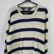 Navy and Cream Tommy Hilfgier Jumper Women's XXL