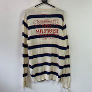 Navy and Cream Tommy Hilfgier Jumper Women's XXL