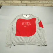 Reworked Vintage 90s Red and Grey Nike Sweatshirt Mne's Large