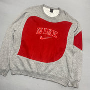 Reworked Vintage 90s Red and Grey Nike Sweatshirt Mne's Large