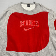 Reworked Vintage 90s Red and Grey Nike Sweatshirt Mne's Large