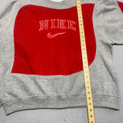 Reworked Vintage 90s Red and Grey Nike Sweatshirt Mne's Large