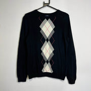 Black Izod Argyle Sweater Knit Medium