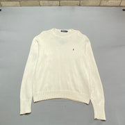 Vintage White Polo Ralph Lauren Knitwear Sweater Men's Medium