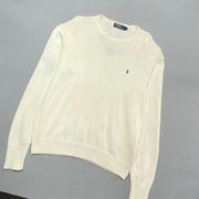 Vintage White Polo Ralph Lauren Knitwear Sweater Men's Medium