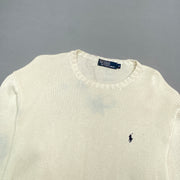 Vintage White Polo Ralph Lauren Knitwear Sweater Men's Medium