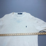 Vintage White Polo Ralph Lauren Knitwear Sweater Men's Medium