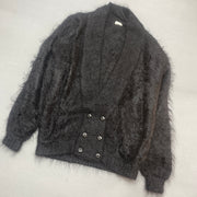 Black Mohair Cardigan Sweater Women's Large