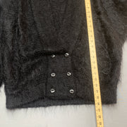 Black Mohair Cardigan Sweater Women's Large