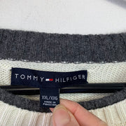 Cream and Grey Tommy Hilfiger Jumper Women's XXL