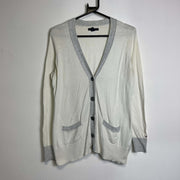 White Grey Tommy Hilfiger Button Up Cardigan Medium