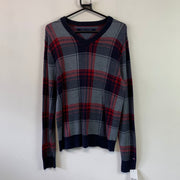 Navy and Red Tommy Hilfiger Jumper Women's Medium