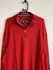 Red Tommy Hilfiger 1/4 Zip-up Jumper Men's XXL