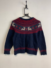 Navy and Red Wool Knit Sweater Women's Small