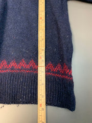 Navy and Red Wool Knit Sweater Women's Small