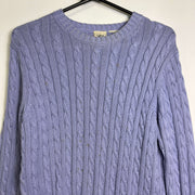 Purple L.L Bean Cable Knit Jumper Sweater Medium