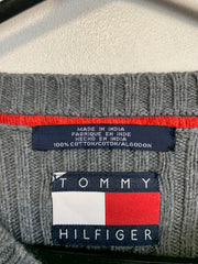 Grey Tommy Hilfiger V-neck Jumper Men's Medium