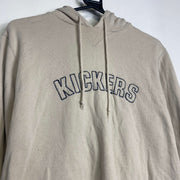 Vintage Beige Kickers Hoodie Pullover Small