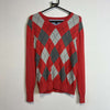 Coral Grey Argyle Tommy Hilfiger Sweater Knit Womens XS