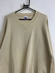 Vintage 90s Beige Russell Athletic Blank Sweatshirt Men's XXL