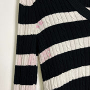 Navy White Tommy Hilfiger Striped Sweater Knit Jumper Womens Small