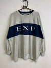 Vintage Grey and Navy EXP Sweatshirt Men's XL