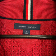 Red Tommy Hilfiger Quarter Zip Sweater Knit Jumper Medium