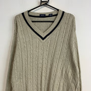 Beige Izod Cable Knit Sweater Men's XL