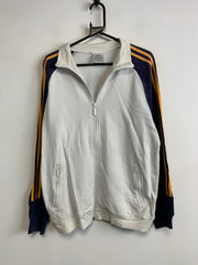 White and Navy Adidas Track Jacket Women's Large