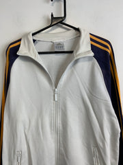 White and Navy Adidas Track Jacket Women's Large