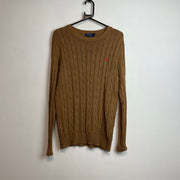 Brown Polo Ralph Lauren Cable Knit Sweater Women's Medium