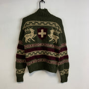 Green and Brown Knitwear Sweater Women's Medium