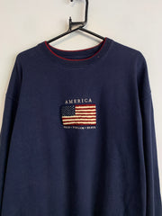 Navy Embroidery Sweatshirt Men's Large