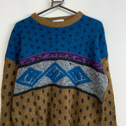 Vintage Blue and Brown Knitwear Sweater Men's Large