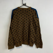 Vintage Blue and Brown Knitwear Sweater Men's Large