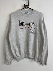 Grey Embroidery Sweatshirt Men's Medium